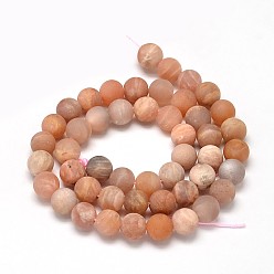 Sunstone Frosted Round Natural Sunstone Bead Strands, 6mm, Hole: 1mm, about 62pcs/strand, 15.74 inch