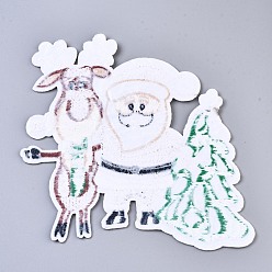 Разноцветный Дед Мороз, рождественские елки и аппликации с оленями, компьютеризированная вышивка тканью утюжок на / шить на заплатках, аксессуары для костюма, на Рождество, красочный, 133x140x1.5 мм