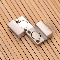 Stainless Steel Color Matte 304 Stainless Steel Rectangle Magnetic Clasps with Glue-in Ends, Stainless Steel Color, 20x12x5mm, Hole: 2.5x10mm