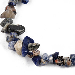 Sodalite Unisex Chip Natural Sodalite Beaded Stretch Bracelets, Inner Diameter: 1-3/4~2 inch(4.5~5cm)