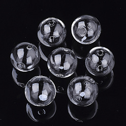 Clear Handmade Blown Glass Globe Beads, Round, Clear, 25.8x25.5mm, Hole: 2~2.5mm