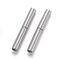 Stainless Steel Color 304 Stainless Steel Bayonet Clasps, Column, Stainless Steel Color, 21x3mm, Hole: 2.2mm