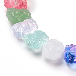 Coloré Chapelets de perles en verre transparentes  , lotus, colorées, 10x14x7mm, Trou: 0.8mm, Environ 38 pcs/chapelet, 14.17 pouce (36 cm)