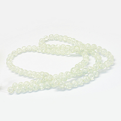 White Baking Painted Transparent Crackle Glass Round Bead Strands, White, 6.5mm, Hole: 1.5mm, about 145pcs/strand, 31.4 inch