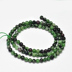 Ruby in Zoisite Natural Round Ruby in Zoisite Bead Strands, 4mm, Hole: 1mm, about 98pcs/strand, 15.5 inch