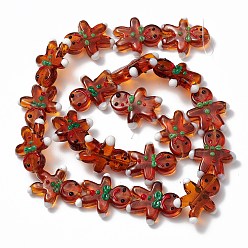 Saddle Brown Handmade Lampwork Beads Strands, Gingerbread Man, Saddle Brown, 27~28x21~23x7~8mm, Hole: 1.4~1.6mm, about 20pcs/strand, 20.08 inch(51cm)