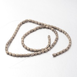 Antique Bronze Plated Electroplate Non-magnetic Synthetic Hematite Bead Strands, Frosted, Cuboid, Antique Bronze Plated, 5x3mm, Hole: 1mm, about 87pcs/strand, 15.7 inch