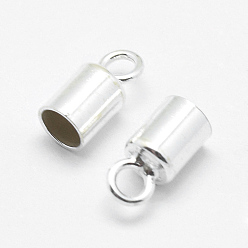 Silver 925 Sterling Silver Cord Ends, Silver, 7.5x3.5mm, hole: 3mm, Inner Diameter: 2.5mm