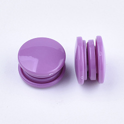 Orchid Resin Snap Fasteners, Raincoat Buttons, Flat Round, Orchid, Cap: 12x6.5mm, Pin: 2mm, Stud: 10.5x3.5mm, Hole: 2mm, Socket: 10.5x3mm, Hole: 2mm