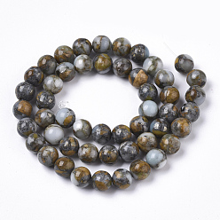 Mixed Stone Assembled Synthetic Larderite Shoushan Tianhuang Stone and Aqua Terra Jasper Beads Strands, Round, 8mm, Hole: 1mm, about 50pcs/Strand, 15.75 inch(40cm)