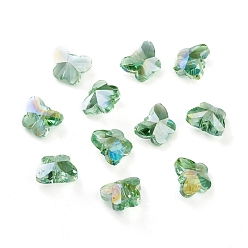 Light Green Transparent Electroplate Glass Beads, Faceted, Butterfly, AB Color Plated, Light Green, 8x10x5.5mm, Hole: 1mm