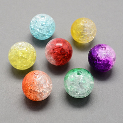 Mixed Color Two Tone Transparent Crackle Acrylic Beads, Half Spray Painted, Round, Mixed Color, 16mm, Hole: 2.5mm, about 210pcs/500g