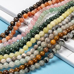 Mixed Stone Natural Gemstone Beads Strands, Mixed Stone, Round, 8mm, Hole: 0.8~1mm, about 46pcs/Strand, 14.96 inch(38cm)