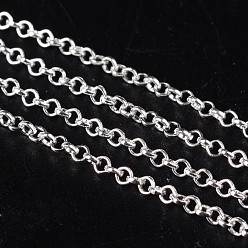 Silver Iron Rolo Chains, Belcher Chain, with Spool, Unwelded, Lead Free, Silver, 2x1mm, about 328.08 Feet(100m)/roll