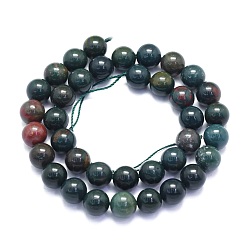 Bloodstone Natural Bloodstone Beads Strands, Heliotrope Stone Beads, Round, 8~8.5mm, Hole: 0.8mm, about 46pcs/Strand, 15.08 inch(38.3cm)