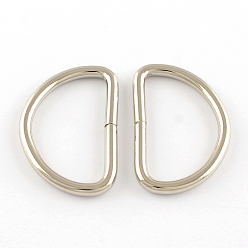 Platinum Iron D Rings, Buckle Clasps, For Webbing, Strapping Bags, Garment Accessories, Platinum, 46x30x4mm