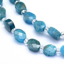 Apatite Natural Apatite Beads Strands, Faceted, Oval, 7~7.5x6~6.5x3.5~4mm, Hole: 1mm, about 43pcs/strand, 15.55 inch(39.5cm)