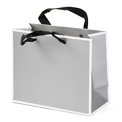 Серебро Прямоугольные бумажные пакеты, с ручками, для подарочных пакетов и сумок, серебряные, 18x22x0.6 см