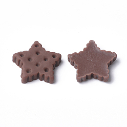 Coconut Brown Resin Cabochons, Star Biscuit, Coconut Brown, 20~21x21~22x4mm