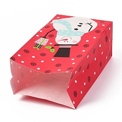 Snowman Christmas Theme Kraft Paper Bags, Gift Bags, Snacks Bags, Rectangle, Snowman Pattern, 23.2x13x8cm