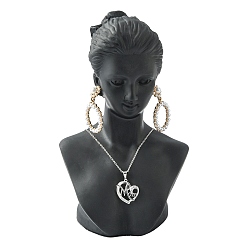 Black Stereoscopic Plastic Jewelry Necklace Display Busts, Black, 200x130mm
