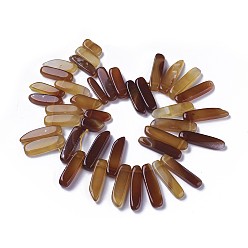Mixed Color Dyed Natural Agate Beads Strands, Tusk Shape, Mixed Color, 16.5~39x7.5~9.5x5.5~6.5mm, Hole: 1.5mm, about 38~40pcs/strand, 14.8~15.3 inch(37.5~39cm)