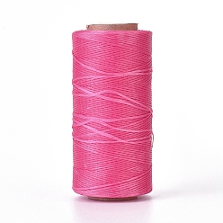 Fuchsia Waxed Polyester Cord, Micro Macrame Cord, Waxed Sewing Thread, Flat, Fuchsia, 0.8mm, about 284.33 yards(260m)/roll