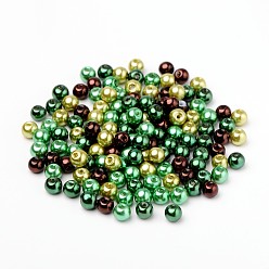 Mixed Color Choc-Mint Mix Pearlized Glass Pearl Beads, Mixed Color, 6mm, Hole: 1mm, about 200pcs/bag