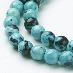 Sky Blue Synthetic Ocean White Jade Bead Strands, Dyed, Round, Sky Blue, 8mm, Hole: 1mm, about 48pcs/strand, 15.7 inch(400mm)