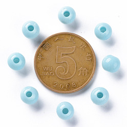 Sky Blue Opaque Acrylic Beads, Round, Sky Blue, 6x5mm, Hole: 1.8mm, about 4400pcs/500g