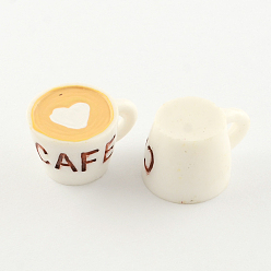 White Resin Cabochons, Coffee Cup, White, 15.5~16x25~25.5x20mm