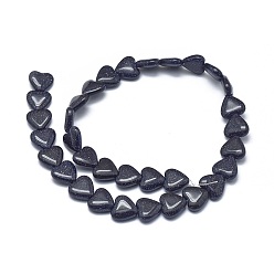 Blue Goldstone Synthetic Blue Goldstone Beads Strands, Heart, 12x12x4mm, Hole: 1mm, about 33pcs/strand, 15.3 inch(39cm)