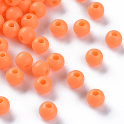 Corail Perles acryliques opaques, ronde, corail, 6x5mm, Trou: 1.8mm, environ4400 pcs / 500 g