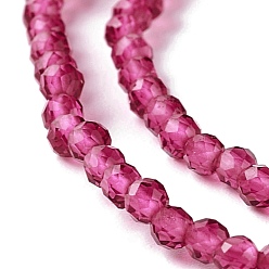Rose Chaud Chapelets de perles en verre transparentes  , facette, ronde, rose chaud, 2mm, Trou: 0.6mm, Environ 182~201 pcs/chapelet, 14.57~15.24 pouce ((37~38.7 cm)