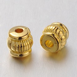 Doré  Perles de style tibétain, sans cadmium et sans nickel et sans plomb, baril, or, 5x5x5mm, Trou: 1.5mm