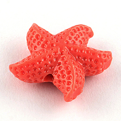 Coral Dyed Synthetical Coral Beads, Starfish/Sea Stars, Coral, 20x19x7mm, Hole: 1.5mm