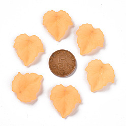 Orange Autumn Theme Transparent Frosted Acrylic Pendants, Maple Leaf, Orange, 24x22.5x3mm, Hole: 1mm, about 962pcs/500g