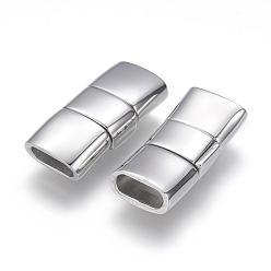 Stainless Steel Color 304 Stainless Steel Fold Over Clasps, Rectangle, Stainless Steel Color, 24x11x6mm, Hole: 3x8mm