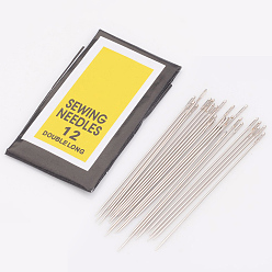 Platinum Carbon Steel Sewing Needles, Darning Needles, Platinum, 40x0.45mm, Hole: 0.3mm