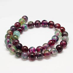 Colorful Natural Dragon Veins Agate Bead Strands, Round, Dyed, Colorful, 6mm, Hole: 1mm, about 62~63pcs/strand, 14.5 inch