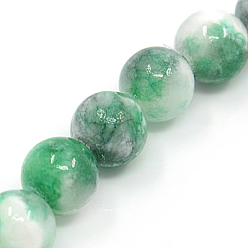 Sea Green Natural Persian Jade Beads Strands, Dyed, Round, Sea Green, 6mm, Hole: 1mm, about 62pcs/strand, 16 inch