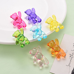 Mixed Color Transparent Acrylic Beads, Bear, Mixed Color, 37x28x13mm, Hole: 2.5mm, about 133pcs/500g
