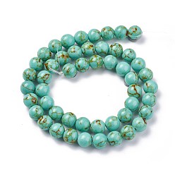Mixed Color Synthetic Turquoise Beads Strands, Dyed, Round, Mixed Color, 8mm, Hole: 1mm, about 50pcs/strand, 15.7 inch