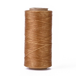 Dark Goldenrod Waxed Polyester Cord, Micro Macrame Cord, Waxed Sewing Thread, Flat, Dark Goldenrod, 0.8mm, about 284.33 yards(260m)/roll