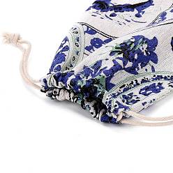 Royal Blue Burlap Packing Pouches, Drawstring Bags, Royal Blue, 17.3~18.2x13~13.4cm