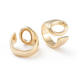 Letter O Brass Cuff Rings, Open Rings, Long-Lasting Plated, Real 18K Gold Plated, Letter.O, Size 6, 17mm