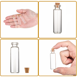 Clear Glass Jar Glass Bottle for Bead Containers, with Cork Stopper, Wishing Bottle, Clear, 60x16mm, Bottleneck: 10mm in diameter, Capacity: 8ml(0.27 fl. oz)