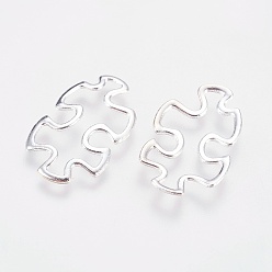 Silver Tibetan Style Alloy Linking Rings, Cadmium Free & Lead Free, Autism Puzzle Jigsaw, Silver, 30x18x3mm
