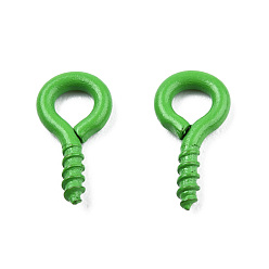 Lime Green Spray Painted Iron Screw Eye Pin Peg Bails, For Half Drilled Beads, Cadmium Free & Nickel Free & Lead Free, Lime Green, 10x5x1mm, Hole: 2.5mm, Pin: 1.5mm