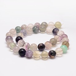 Fluorite Natural Fluorite Bead Strands, Round, 8mm, Hole: 1mm, about 48pcs/strand, 15.5 inch